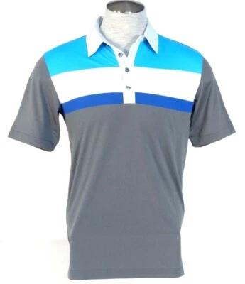Camisa polo Ashworth EZ-Tech gris y azul manga corta que absorbe la humedad para hombre nueva con etiquetas Foto 1 de 4