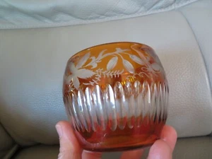 ancien vase en cristal de bohême orange - Picture 1 of 5