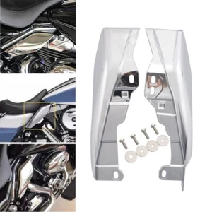 Chrome Mid Frame Air Deflectors Trim Heat Shield For Touring Road King 2017-2022 - Picture 1 of 11