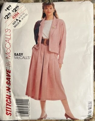 McCall's Pattern 4394 Misses' Stitch 'N Save Jacket & Skirt Size 8-10-12 UNCUT - Image 1 of 2