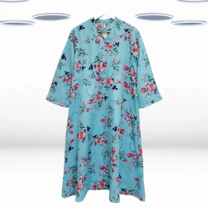 Ex Women’s Tall Size Short Sleeve Floral Print Maxi Dress - Blue Mix (Defect) - Picture 1 of 3