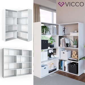 Vicco librería de esquina Laine estantería de pie blanca divisor de ambientes - Imagen 1 de 8