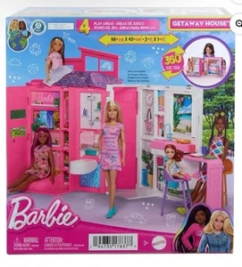 Barbie Getaway House Juego con 4 Áreas de Juego y 11 Accesorios de Decoración - HRJ76 - Imagen 1 de 9