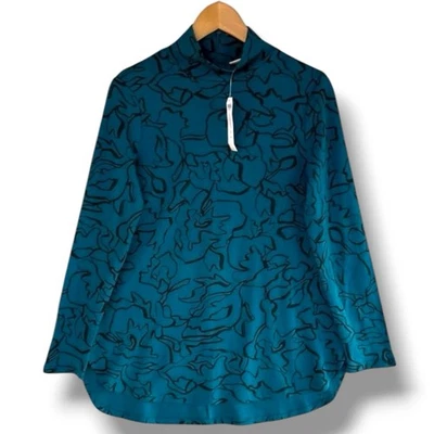 Chico’s Top NWT Women's Sz 0 (Small) Mock Neck Tunic Striking Teal Pima Cotton - Image 1 of 4