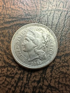 1865 3 Cent Nickel Piece Good Detail - Picture 1 of 2