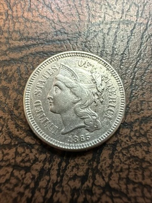 1865 3 Cent Nickel Piece Good Detail - Image 1 of 2