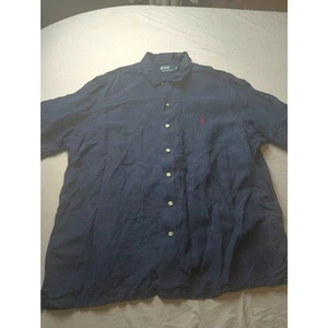 POLO Ralph Lauren RL uomo LINO SETA blu abbottonato camicia elegante casual taglia XXL - Foto 1 di 5