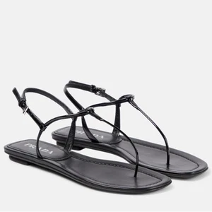 Sandalias Prada negras de gamuza de cuero cuadradas con punta abierta EU 39.5 - Imagen 1 de 12
