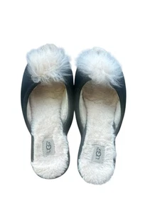 Zapatillas de cuña UGG Yvett mullidas con pompón talla 9 RARAS gamuza piel de oveja interior/exterior - Imagen 1 de 10