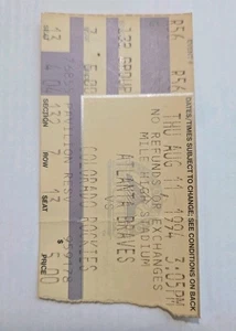 Talón de boleto de cierre de lanzamiento 1994 Braves Rockies Greg Maddux "Maddux Game" #5 94 - Imagen 1 de 2