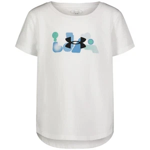 Under Armour 5120916 Little Girls' UA Wordmark T-Shirt, White, Size 6 - Picture 1 of 1