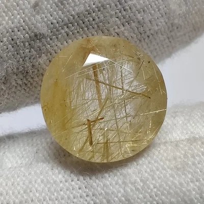 Natural Golden Inclusion Rutilated Quartz Cut Round Rutile for Jewelry 6 Cts - Image 1 of 4