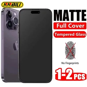 1-2Pcs Matte Tempered Glass for Iphone 16 15 14 12 11 13 Pro Max 16E anti Fall a - Photo 1 sur 34