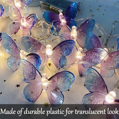 20 - 40 LED Butterfly String Lights Battery Powered Fairy Lights Bedroom Decor - Image 1 of 4