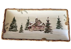 St Nicholas Square Snow Valley Ceramic Serving Tray Dish Plate Rectangle 14" - Picture 1 of 3