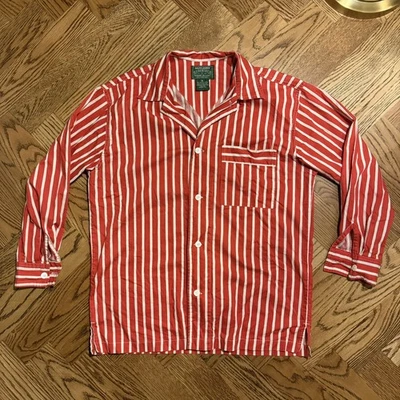 Camisa listrada vermelha vintage anos 90 Ralph Lauren Country autêntica produtos secos botão para baixo P - Imagem 1 de 4