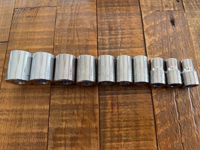 Vintage Craftsman 1/2" Drive 10pc SAE 6pt Socket Set USA Made 7/16" to 1" - Image 1 of 4