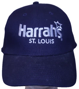 Harrah’s St. Louis Missouri MO Casino Gambling Blue Baseball Cap Hat Hook & Loop - Picture 1 of 7