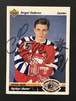 1991-92 Upper Deck #631 Sergei Fedorov Detroit Red Wings SIGNED AUTO - Image 1 of 2