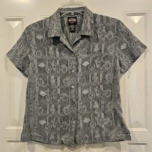 Harley Davidson Women's Button Up Shirt Size Medium 100% Silk - Picture 1 of 5
