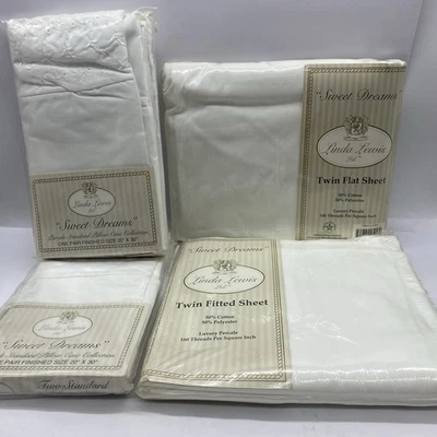 TWIN Complete Set Sheet By "Sweet Dreams" Linda Lewis Ltd. Luxury Percale USA - Image 1 of 4