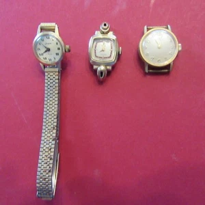 3 x vintage  Damenuhr   Armbanduhr GLASHÜTTE , EMES , RIVALDO 10 Rubis DEFEKT - Bild 1 von 10