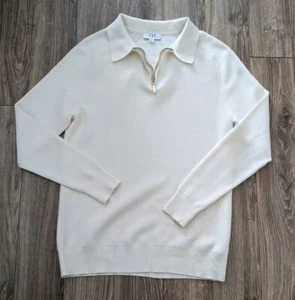 Che Studios Menswear Sweater Polo Mens Ivory Ribbed 1/4 Zip Cotton - M EUC - Picture 1 of 11