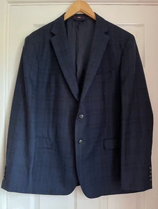 Blazer M&S Para Hombres Lujo A Medida Lana Azul Rico Cuadros 48R - Imagen 1 de 7