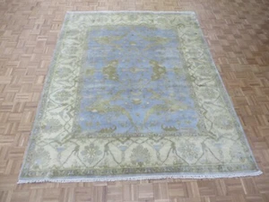 8'2 x 10 Hand Knotted Sky Blue Oushak Oriental Rug G3962 - Picture 1 of 12
