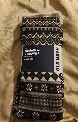 NUEVO Leggings de tiro alto Old Navy para mujer XXL 20-22 gris/blanco estampado de copo de nieve  Foto 1 de 4