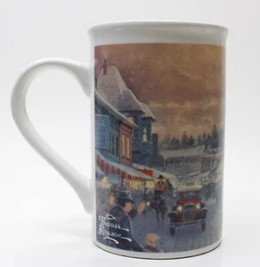 Taza Thomas Kinkade Navidad en la calle principal café té coleccionable 1990 vintage - Imagen 1 de 8