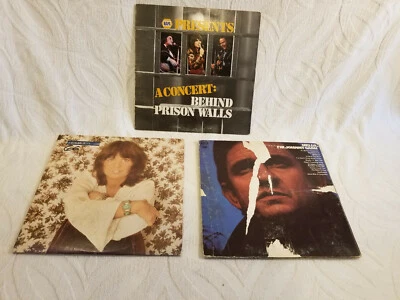 3 LP Mixed Lot ~ Johnny Cash, Linda Ronstadt & Roy Clark  Foto 1 de 4