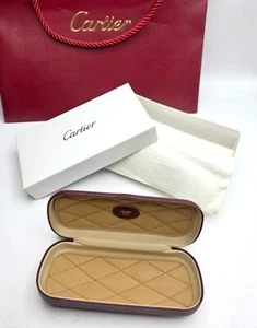 NEW! Vintage Cartier Hard Case Red Leather Eyeglasses CASE - Full Set - Picture 1 of 8