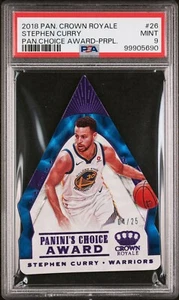 2018-19 Crown Royale Stephen Curry Panini's Choice Award Purple 04/25 PSA 9 - Picture 1 of 2