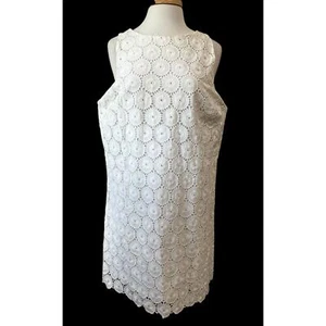 Ruby Rd Women's 18 White Eyelet Cotton Sleeveless Dress NWT - Picture 1 of 6
