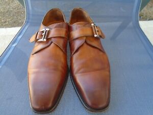 Men's MAGNANNI 'Tudanca' Brown Leather Monk Strap Loafers Size US 8.5M