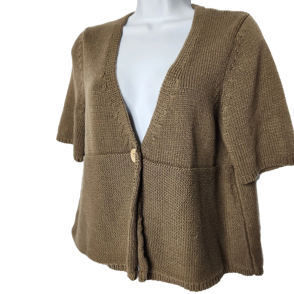 Cárdigan corto marrón talla grande White & Warren para mujer Foto 1 de 4