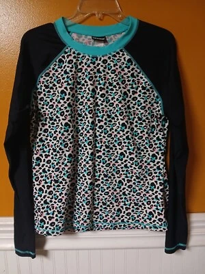 Joe Boxer Juniors Swimwear Black Swim Surf Shirt Rasj Guard Leopard Size XL - Image 1 of 4