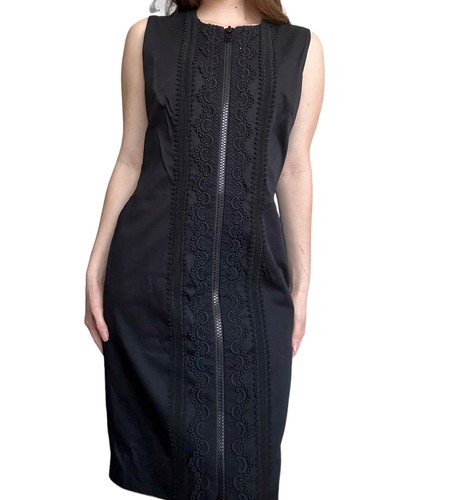 Abito da cocktail Givenchy in pizzo con zip davanti nero taglia 44