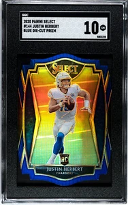 Justin Herbert 2020 Select #144 Blue Die-Cut Prizm ROOKIE SGC 10 GEM  - Picture 1 of 2
