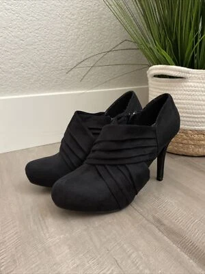 Mossimo Platform Booties Black Stilettos Faux Suede High Heels Modern Bratz Club - Image 1 of 4