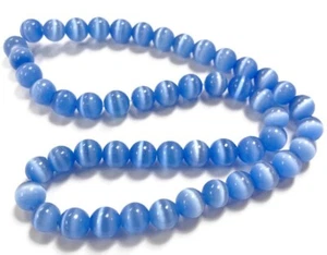 50 zafiro luz silenciada de fibra óptica ojo de gato 8 mm. Cuentas redondas suaves 2576 - Imagen 1 de 3