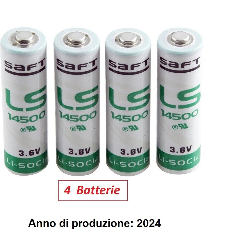 4 Batterie Stilo AA SAFT LITIO LS14500 3,6 V 2600 mAh LI-SOCL2 per allarme