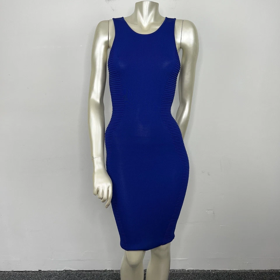 Vestido Torn By Ronny Kobo Para Mujer XS Azul Real Midi Vendaje BodyCon Sin Mangas Foto 1 de 4