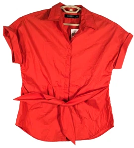 Lauren Ralph Lauren Mujer Rosa Blusa Con Corbata Cinturón Nuevo Con Etiquetas - Imagen 1 de 5