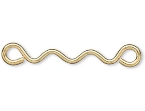 Enlace, 100 conectores de enlace ondulado de lujo de acero chapado en oro de 14x1 mm * - Imagen 1 de 2