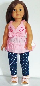Pink Top and Blue Polka Dot Leggings Fits 18" American Girl Dolls - Picture 1 of 2