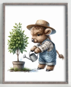 Kuh Wandbild Kunstdruck, Bauer Kuh Druck, Bauernhaus Home Art Deko #875 - Bild 1 von 2