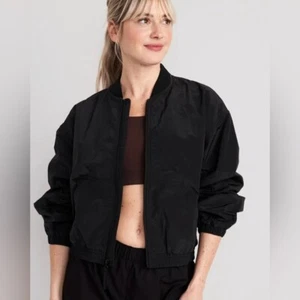 Old Navy quick dry crop active jacket black zip front SZ L NWT - Bild 1 von 6