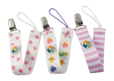 3-Pack Baby Accessory Bugs Pacifier Clips for Girls Cute Soothie & Binky Holders - Image 1 of 4